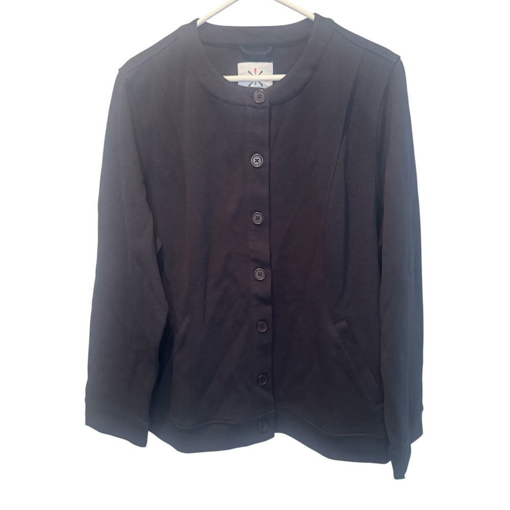 Isaac Mizrahi Live Womens Black Button Front Textured Knit Jacket XL NEW Capsule